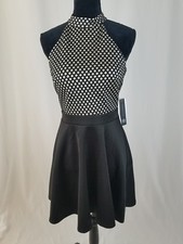 as u wish junior m mock neck fit and flare dress knee length