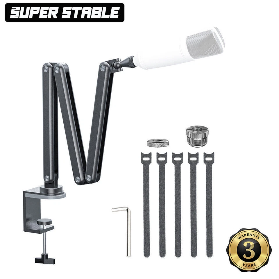 Soporte de brazo de micrófono negro 360° brazo suspensión brazo tijera soporte de micrófono para Shure SM7B Foto 4 de 4