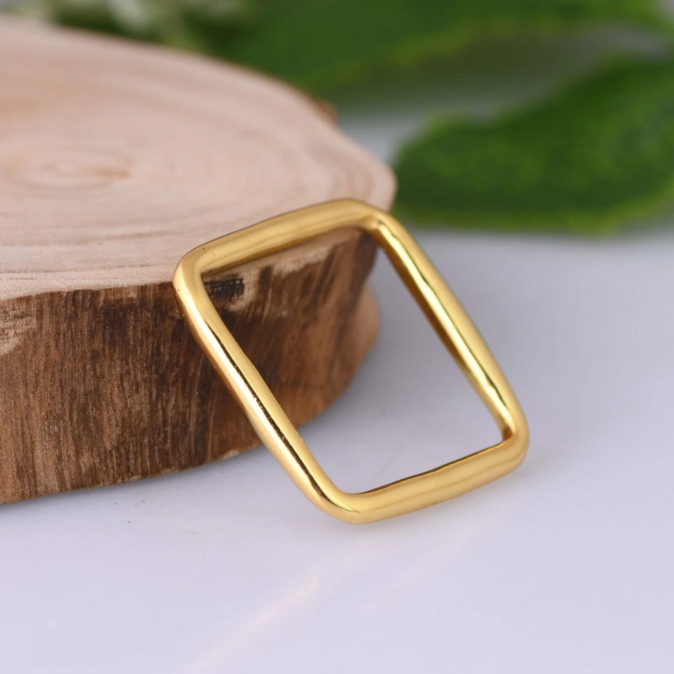 Square Shape Band Ring 925 Silver Gold Plated Women Wedding Gift Jewelry - Image 3 of 4