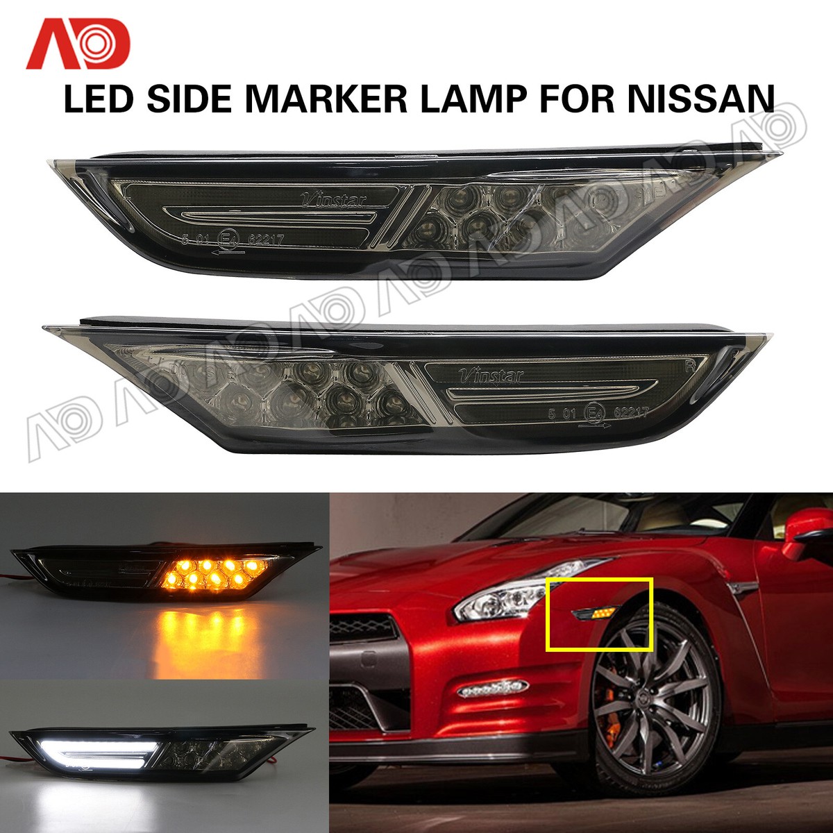 Smoke Lens Amber LED Side Marker Light For 07-15 Mini Cooper R55 R56