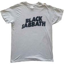 Black Sabbath T Shirt Classic Wavy Band Logo Official Mens Grey M