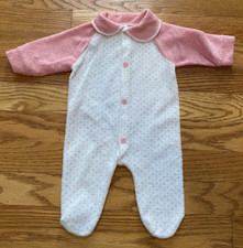 Vintage Lullaby Land Pink Polka Dot Footed Sleeper Jammies Newborn Birth-10lbs