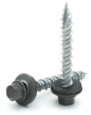  10 Hex Washer Head Roofing Screws Mechanical Galvanized  Charcoal Finish