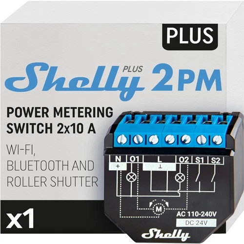 Shelly Plus 2PM | Wlan & Bluetooth 2 Kanäle Smart Relais Schalter 2 Geräte mit 1