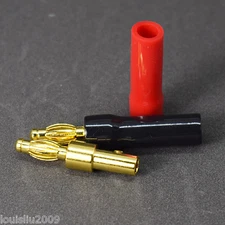 1pair Gold Plated Copper 4mm Banana Plug Cable Speaker Screw Lock Connector