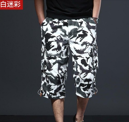 Herren 3/4 Länge Camouflage Cargoshorts Hose Hose Lose Freizeit Baumwolle Plus - Bild 9 von 17