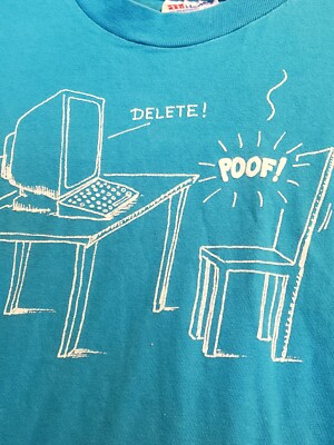 Vintage 90s Computer Programmer IT Tech Delete Single Stitch T-Shirt Medium