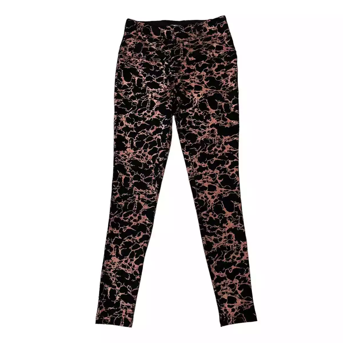 NWT Chico's Zenergy So Slimming Black Rose Gold Foil Print Leggings 2