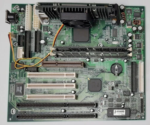 A-Trend ATC-6150 Slot 1 AGP ISA retro Mainboard + Intel Celeron 300MHz + 64MB