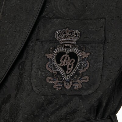 DOLCE & GABBANA Floral Baroque Robe Coat Blazer DG Heart Crown