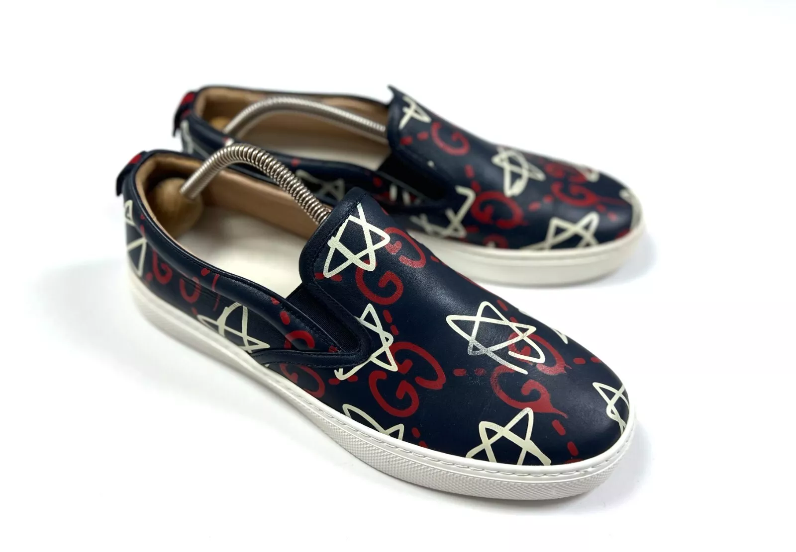 Chaussures baskets à enfiler en cuir monogramme GUCCI pour homme authentiques pointure 42,5 US9 UK8,5