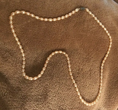 Pink Oval Bead Necklace 24" in total length