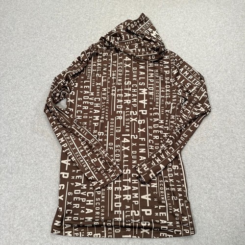 Nike Jumpman Jordan Pullover Hoodie Brown All Over Print Size Large Boys Top - Picture 7 of 8