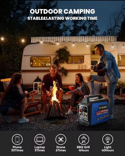 Portable Inverter Generator 4000/3200W Gasoline Power Camping Home Super Quiet - Picture 2 of 5