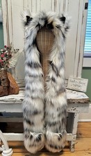 SpiritHoods White Bengal Tiger Spirit Hood Rave Hat  Scarf Faux fur Animal Print