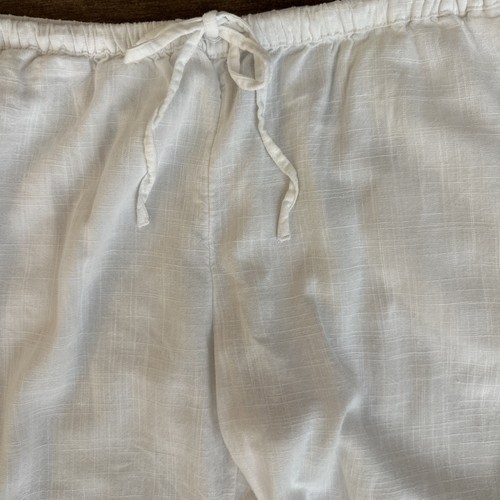 H&M Divided Linen Pants Women's Medium White Pull On Straight Leg Flowy Stretch - Picture 2 of 6