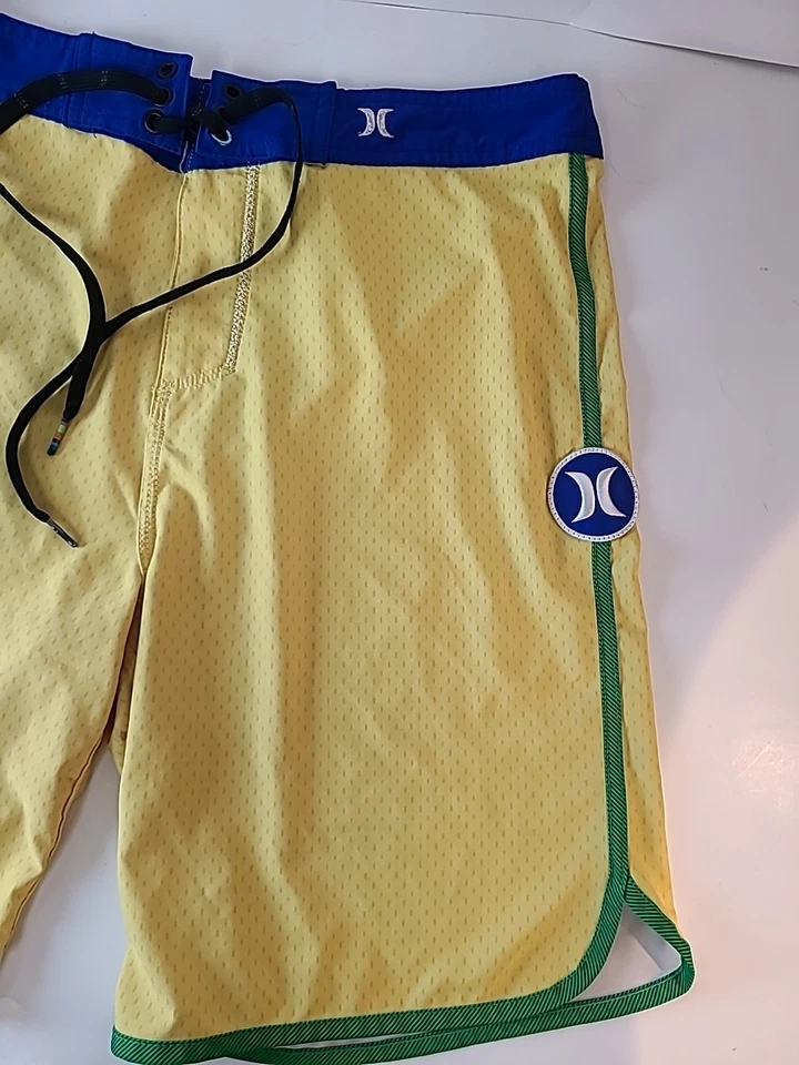 Pantalones cortos de tabla Hurley Phantom Brasil para hombre talla 30 amarillo verde spandex Foto 4 de 4