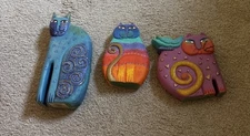 SET OF 3 1999 Laurel Burch Cat Statues, Signed, orig tag. United Design. HTF! 