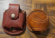 Vtg Handmade Leather Belt Slide Tool Holders - 2 - Hand Tooled