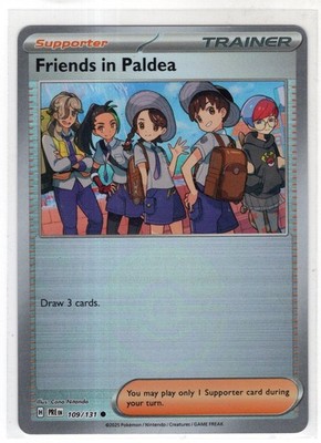 Pokemon S&V Prismatic Evolutions Pokeball Holo Karte #109 Freunde in Paldea