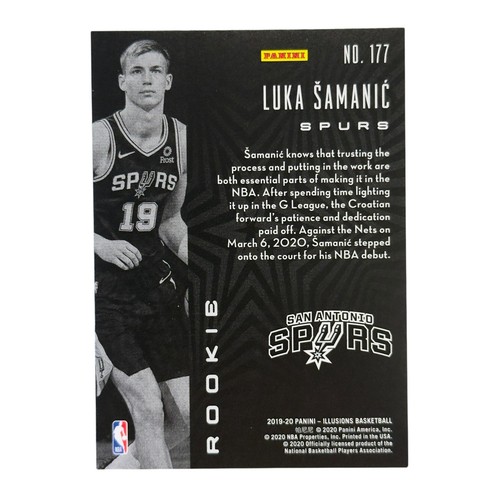 2019-20 Panini Illusions LUKA SAMANIC #177 Yellow Rookie RC San Antonio #115/149 - Picture 2 of 2