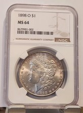 1898 O Morgan Dollar NGC MS 64 LOOKS BETTER, GREAT LUSTER AND RIM TONING