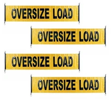4 PK 18"x84" Reflective Oversize Load Sign Banner for Trucks, Trailer w/Bungee