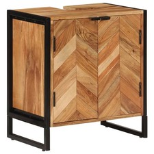 Armoire de Salle de Bain Placard Toilette Bois Massif d'Acacia et Fer vidaXL
