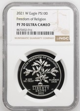 2021 W $100 1 Oz PLATINUM American EAGLE Freedom of Religion Proof Coin NGC PF70 3799.99 per troy oz