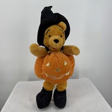 RARE Disney Store Light Up  Talk Winnie The Pooh Witch Halloween Pumpkin Plush