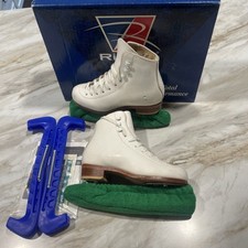 Vintage Riedell Size 12.5 Youth Ice Skates With Blade Covers And Box Red Wing