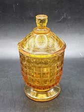 McKee Glass Antique EAPG 1910 Amber Tappan Pattern Child's Toy Sugar Lid Chips