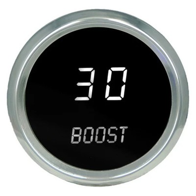 Intellitronix 2-1/16'' LED Digital Boost Gauge, White, 0-30 PSI