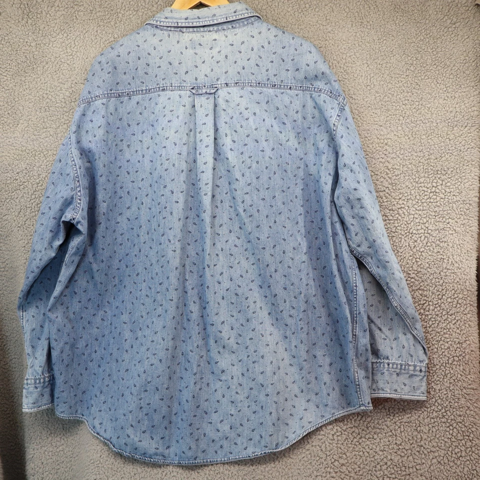 Denim Azul Hombres 2XL Alto XXLT Estampado Cachemira 100% Algodón Western St Johns Bay De Colección Foto 3 de 4