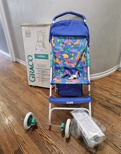 VINTAGE New 96 Zoo JUNGLE ANIMAL Graco LITE RIDER Baby Stroller 840FL Series NIB