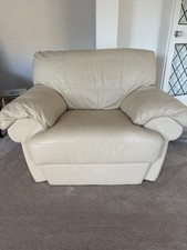 Leather Sofa 2 Seater & Arm Chair In Cream