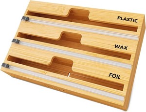 New Bamboo SpaceAid WrapNeat 3 in 1 Wrap Organizer w/ Cutter & Labels