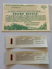 CHAMP HO DECAL-CHICAGO, SOUTH SHORE & SOUTH BEND INTERURB (See photo #2) #PH-117