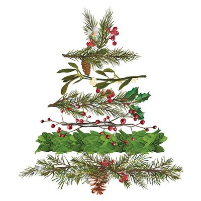 20 Servietten Christmas Arbor Zweige zum Tannenbaum gelegt Weihnachten 33x33cm