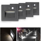 4 x 3W LED Treppenlicht Wandeinbauleuchte mit Bewegungsmelder kaltweiß Schwarz