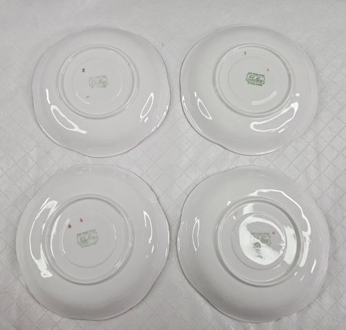Shelley Bridal Rose Tea Cups Saucers White Pink Rosebuds Set 4 Scallop Tulip - Picture 3 of 17