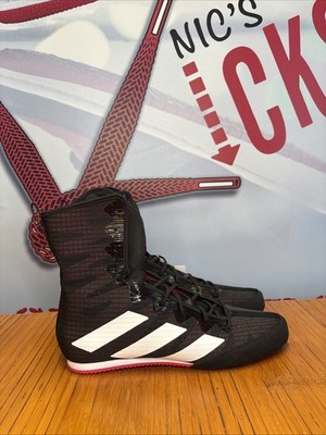 Adidas Box Hog 4 Men's Size 9 Black White Pure Ruby Boxing Shoes Lot IH2730 NEW
