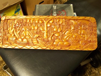 Palau Storyboard Hand Carved 17'' x 6'' Ngibtal Legend