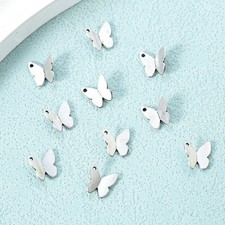 BLUK 200Pcs Small Butterfly Charms DIY Jewelry Making Pendants Antique Silver