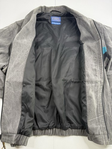Vtg Pendleton Bomber Jacket Denim Wool USA Made 80s Aztec Navajo Full Zip Mens S - Picture 6 of 11