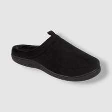 Isotoner Signature Men's Black Corduroy Hoodback Memory-Foam Slippers Size 11-12