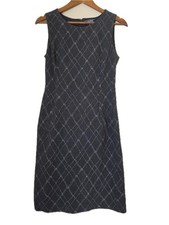 Lands' End Dress Womens 4 Gray Argyle Sheath Dress Lined Zip Knee Length