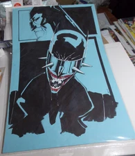 Comics Art sketch in ink by Ernest McClendon 11 x 17" BATMAN & THE Bat Who Laugh