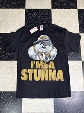 Y2K Looney Tunes Shirt Men's Large Black Taz I'm A Stunna Bedazzled