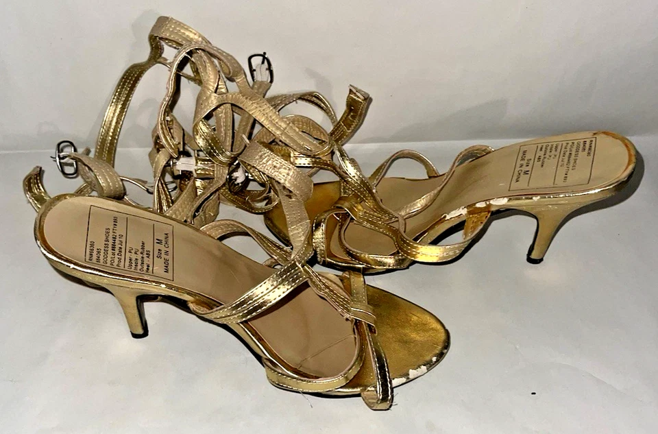 Disfraz de Diosa Estilo Gladiador Zapatos Talla Mediana 7/8 Metálico Dorado Foto 4 de 4